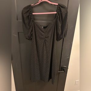 Black puff sleeve black eyelet dress. Vera moda brand. size medium